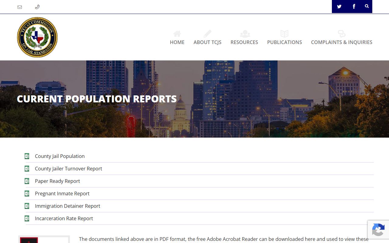 Reeves County inmate population source on the TCJS population reports page